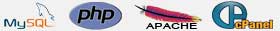 mysql, php, apache and cpanel logos